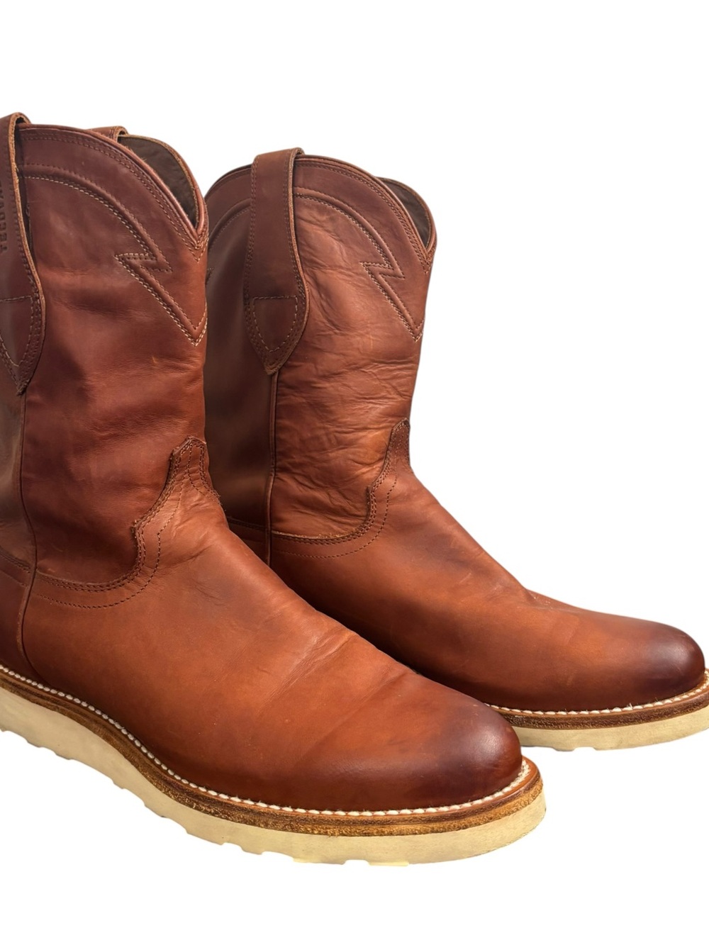 Tecovas- The Knox Brown Leather Rubber Sole Wedge Pull On Boots Men’s Size 8.5D